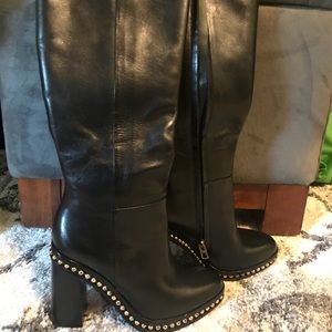 Coach- Black Gold Studded Knee-high Boots